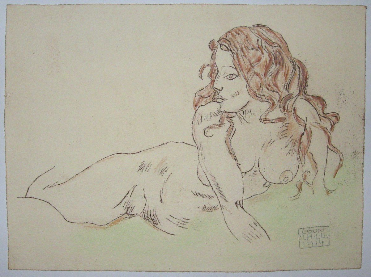 Egon Schiele Curious Artwork Signed Egon Schiele 1914