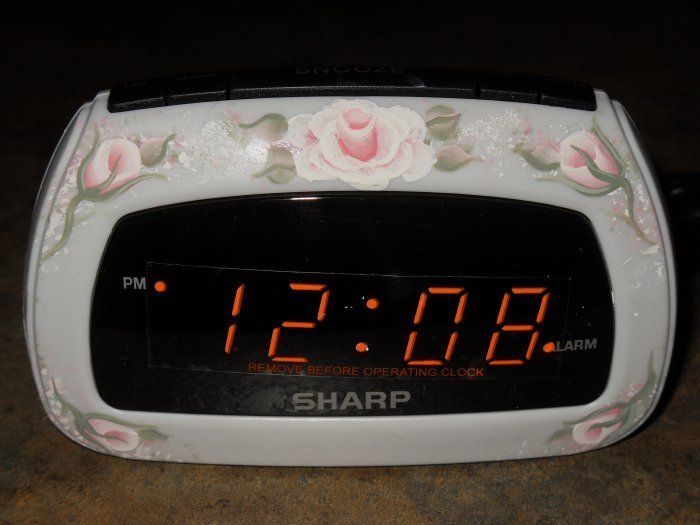 Shabby Cottage Chic Hand Painted Pale Victorian Pink Rose Sharp Alarm