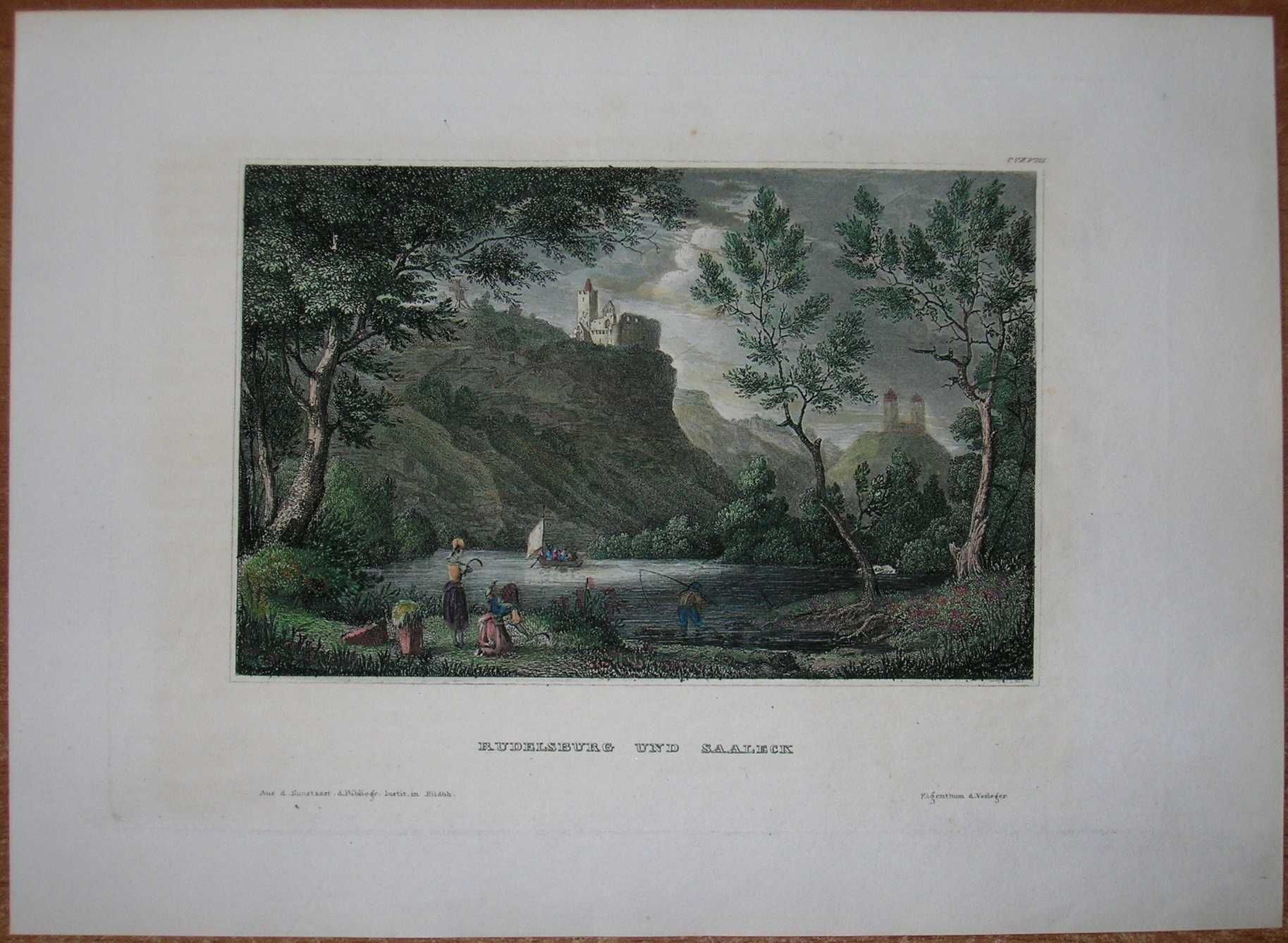 1838 Meyer Print Rudelsburg Burg Saaleck Thüringen