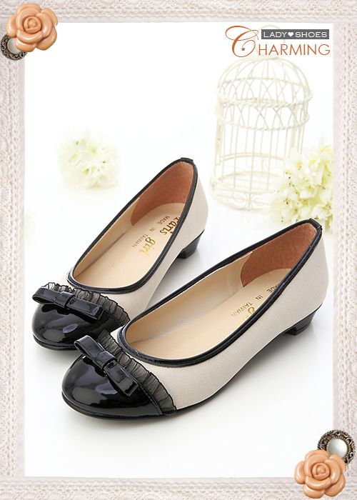 Womens Adorable Lace Bow Flats Shoes 2 Colors