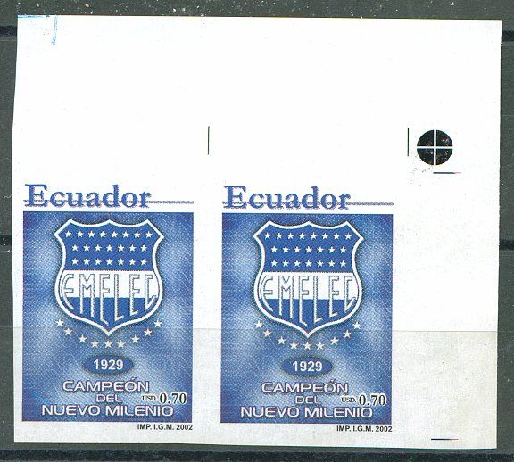 ECUADOR   SOCCER EMELEC Pair Imperf Mint NH VF