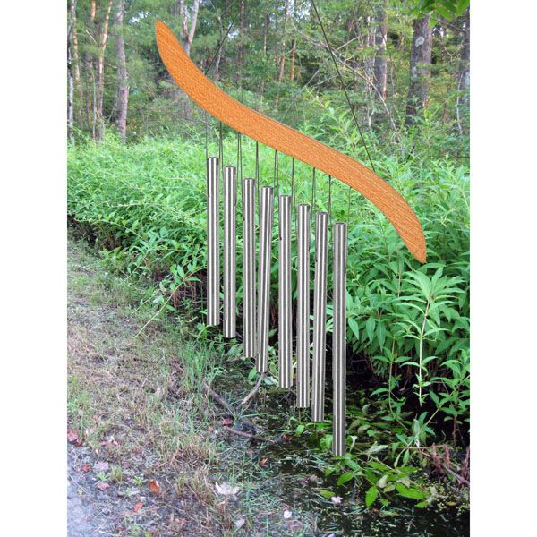 Woodstock Feng Shui Oriental Harp Silver Tuned Garden Wind Chime Zen