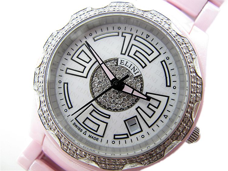 ELINI Dove Pink Ceramic Diamond Bezel PK13409T 37mm