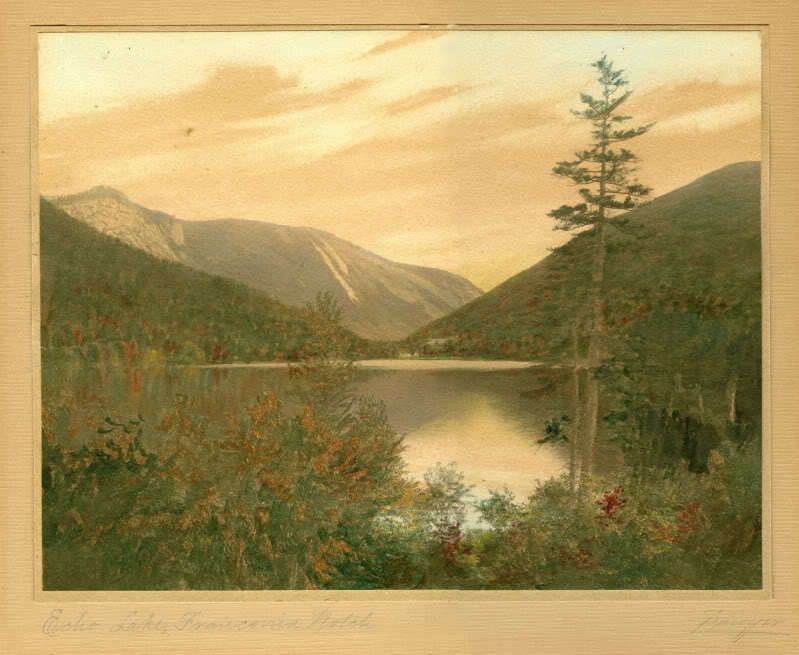 Early Sawyer Hand Colored Echo Lake Franconia Notch NH