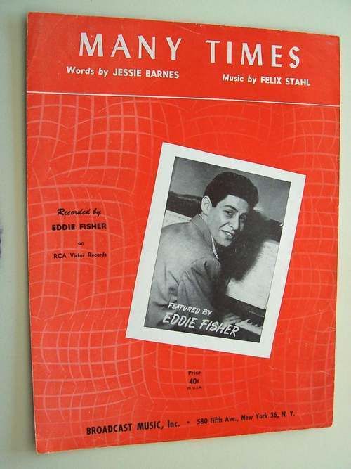 Many Times Vintage Sheet Music 1953 Eddie Fisher