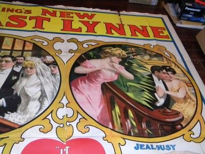 1800s theatre huge stone litho poster new east lynne