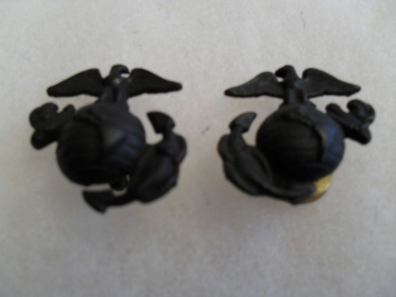 NAM WAR USMC PAIR SERVICE COLLAR BRASS EGAS