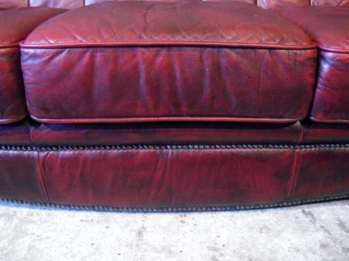 Chesterfield Leather Sofa English Full 3 Seat Tufted Model