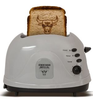 toaster featuring the chicago bulls logo toasts bread english muffins