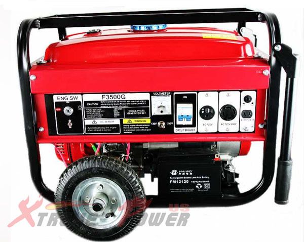  3500 3000W EPA Approved Gas Electric Job Site Power Generator w Wheel