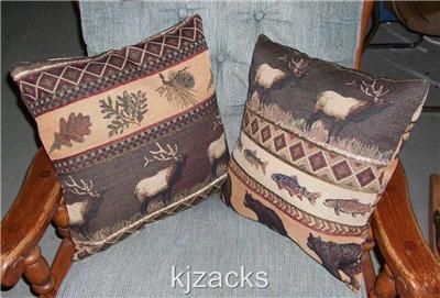  Upholstery and Tapestry Fabric Canoe Elk Fish Bear Frieze