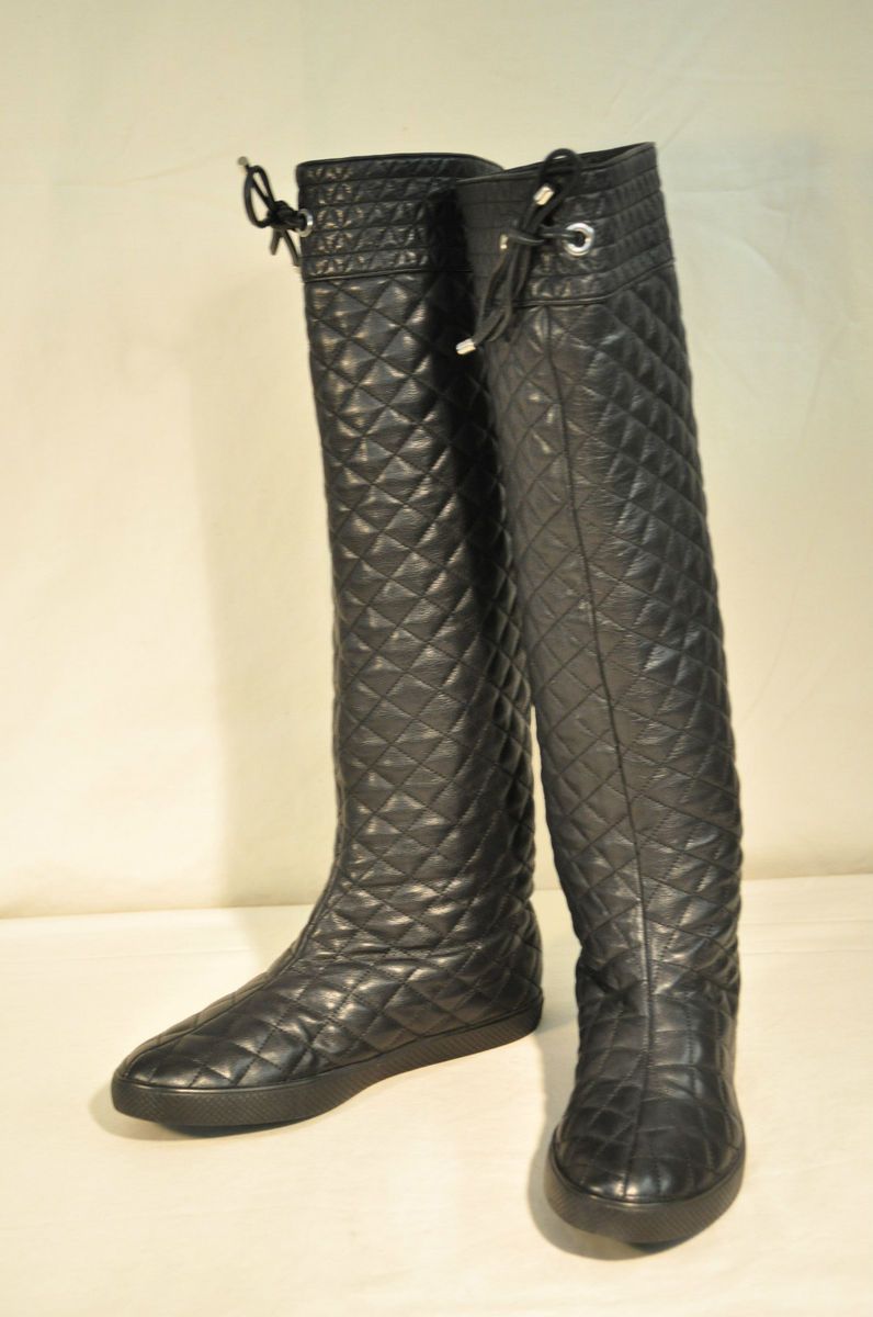 Eli Tahari Black Knee Boot Size 8 EU 38