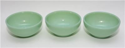 Set of 3 Fire King Green Jadeite Jadite Chili Bowls