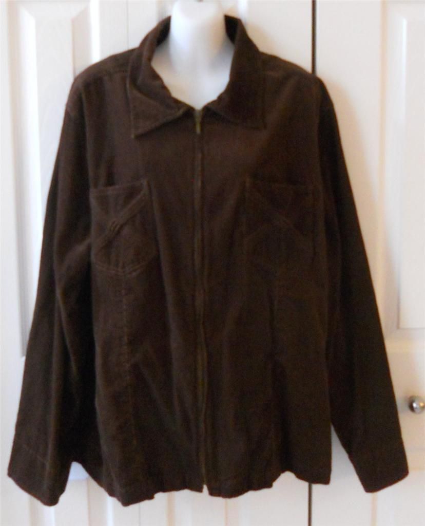 Erika Brown Cotton Corduroy Jacket 2X