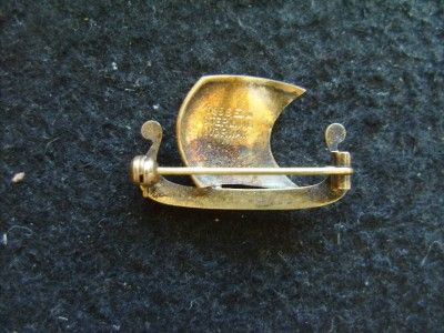 Vintage Norwegian Norway Einar Modahl 925s Enamel Viking SHIP Pin