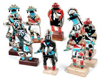 Eldridge Martinez 10 Pc Zuni Bolo Shalako Dancers