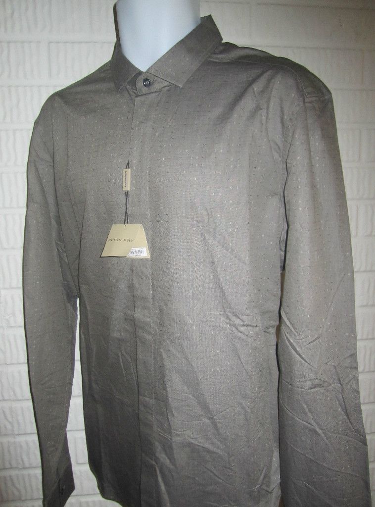 Burberry Mens Pewter Gray Long Sleeve Shirt Sepworth 16 41EU Retail