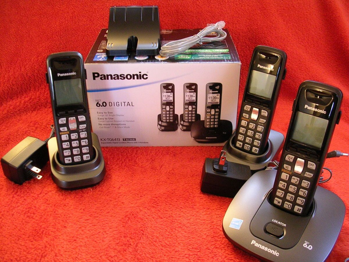  Dect 6.0 DIGITAL KX TG6413 Expandable Cordless Phone w/ 3 Handsets WOW