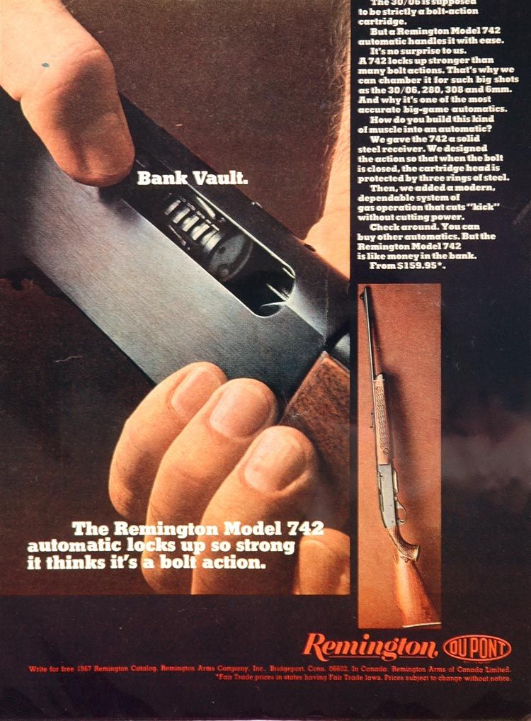 1967 Ad Remington Model 742 Automatic Shotgun Rifle Original