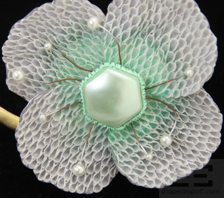 Fabrice Paris Purple & Teal Large Flower Brooch