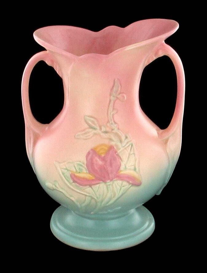 VINTAGE DECO HULL ART POTTERY MAGNOLIA 1940S VASE PRETTY & PINK