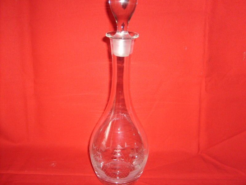 Vintage Crystal Etched Nautical SHIP Decanter