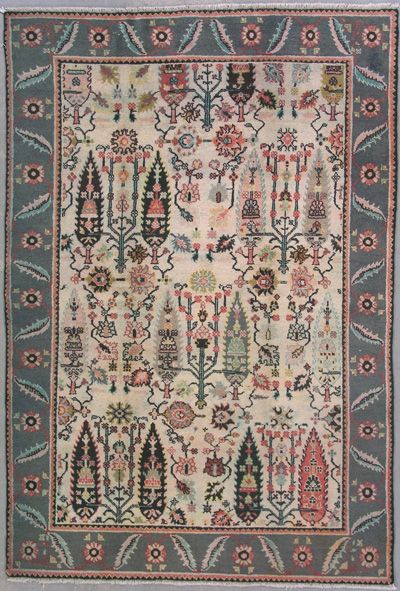 6x9 Ivory Antique Indian Oriental Hand Knotted Wool Area Rug Carpet