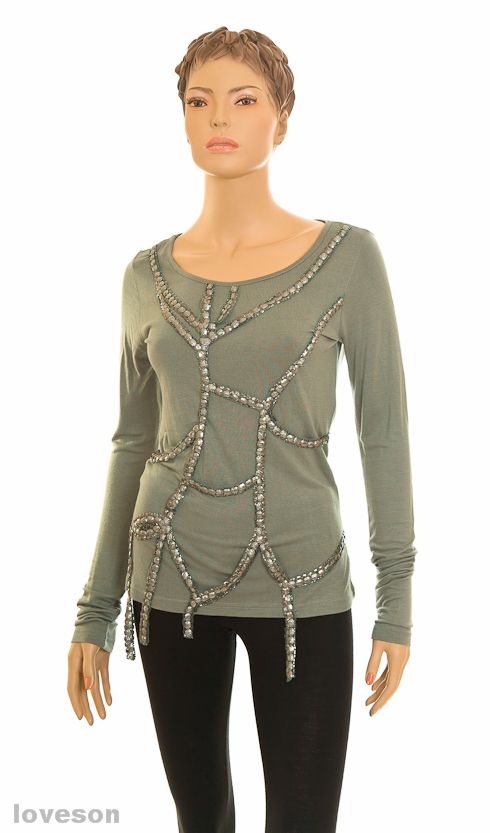 New PATRIZIA PEPE Embellished Jersey Top S M