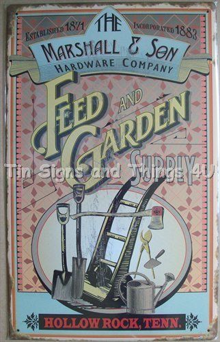  Tin Sign Farming Farm Tool Seed Vtg Metal Wall Decor Ad OHW