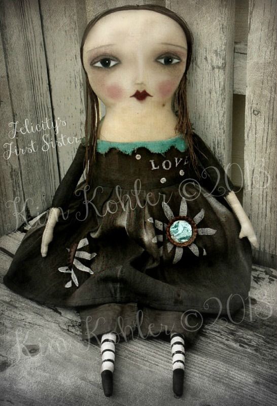  SPECIAL FOLK ART PRIMITIVE OOAK FELICITY ORIG DESIGN DOLL KIM KOHLER