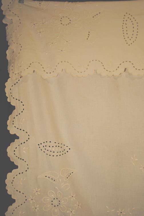 C1920 Italian Embroidered with Florals with Openwork Linen Wedding