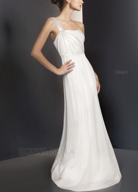 Fab One Shoulder 8 Chiffon Evening Party Gown Maxi Long Pleated Off