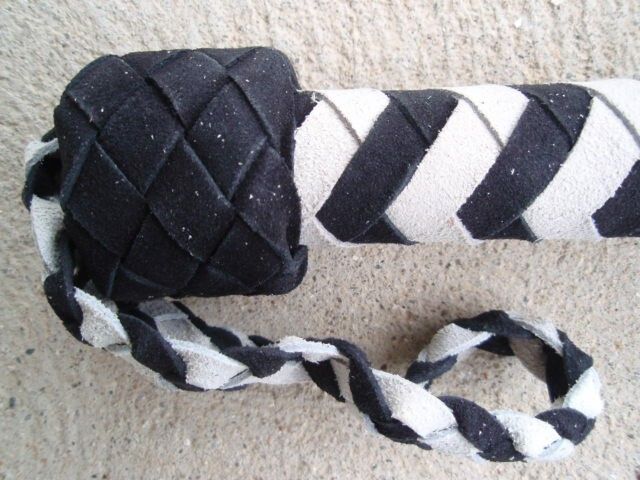 NEW Blk/White Leather Flogger Suede   Goth Gothic