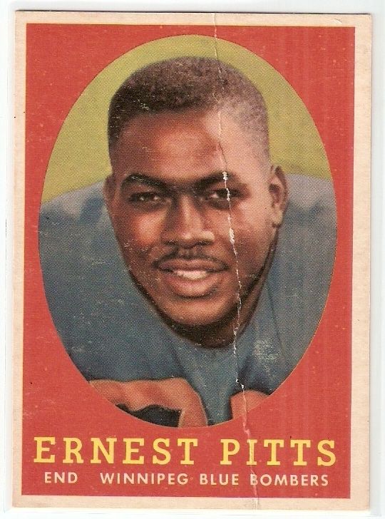 1958 Topps CFL 78 Ernest Pitts Winnipeg Blue Bombers GVG Canadian