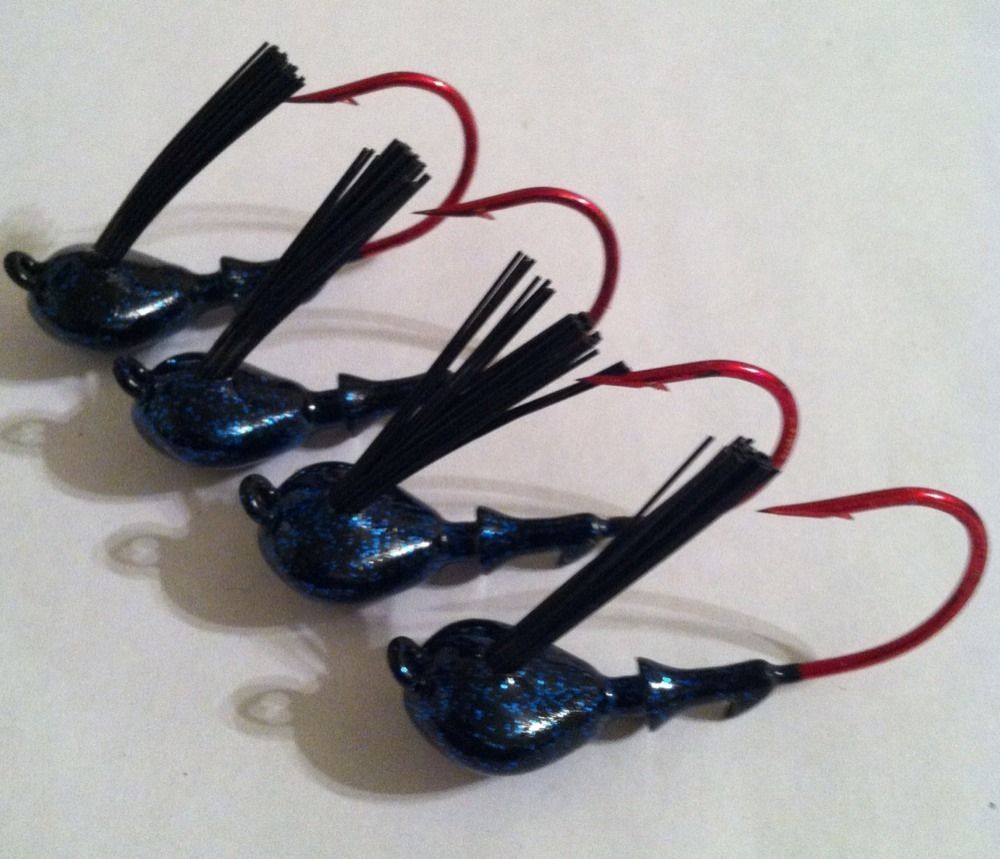 New 3 4oz Bass Fishing Jig Black Blue Punch Jig Head 5 0 Red Hook