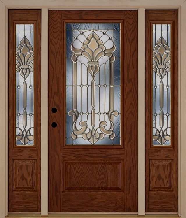 Fiberglass Exterior Front Entry Door   Two 12 or 14 Sidelites Brand