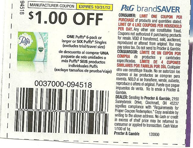 15 Puffs Puffs Facial Tissue Coupons 10 31