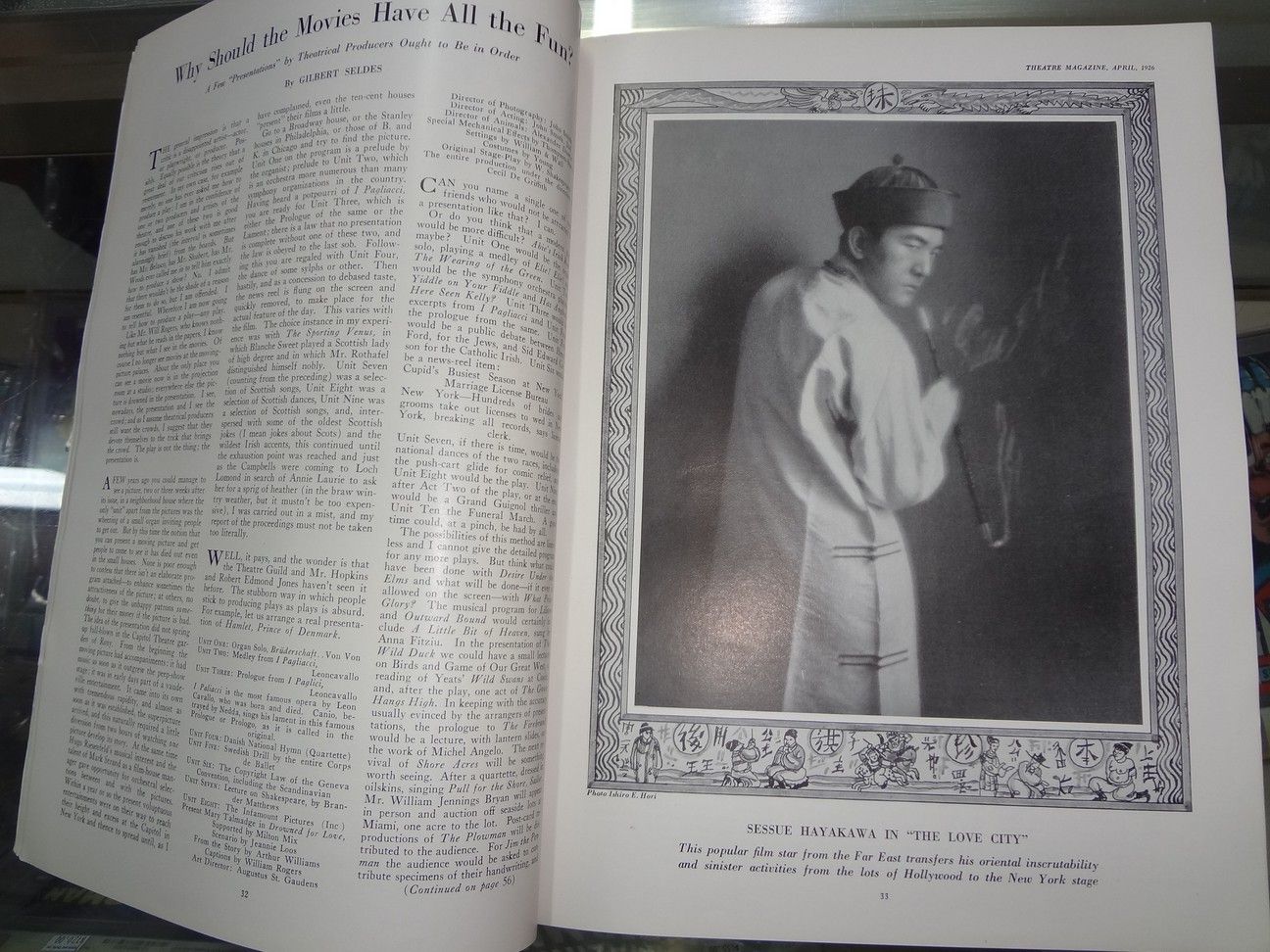 Theater Magazine Apr 1926. Florence Reed Great Gatsby Sessue Hayakawa