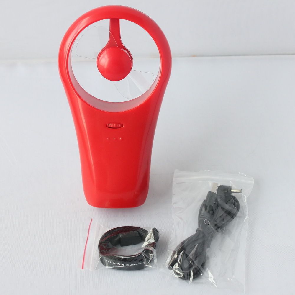 Hand Held Mini Super Mute USB Battery Operated Cooling Fan Red