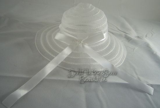 18 inch Doll Clothes Fancy White Mesh Ribbon Hat Flat Rate Shipping