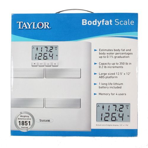 Taylor Body Fat Water Percentage Weight Scale Bathroom Accurate Fast