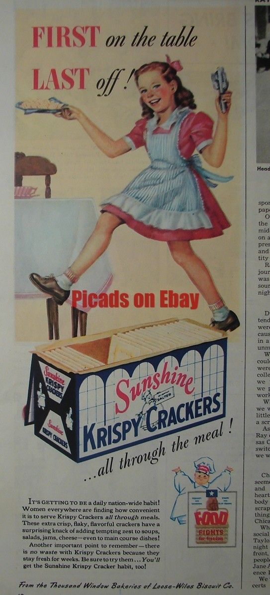 1944 Sunshine Krispy Crackers Food Fights for Freedom   Loose Wiles