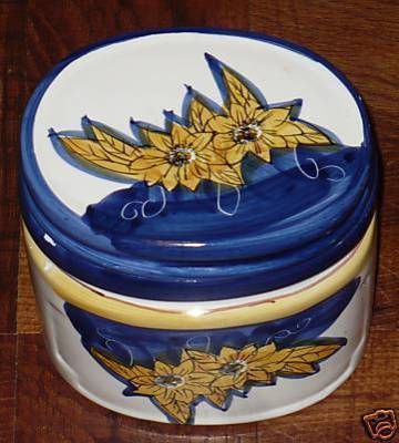 Handpainted Ceramic Sugar Flour Storage Canister w Lid