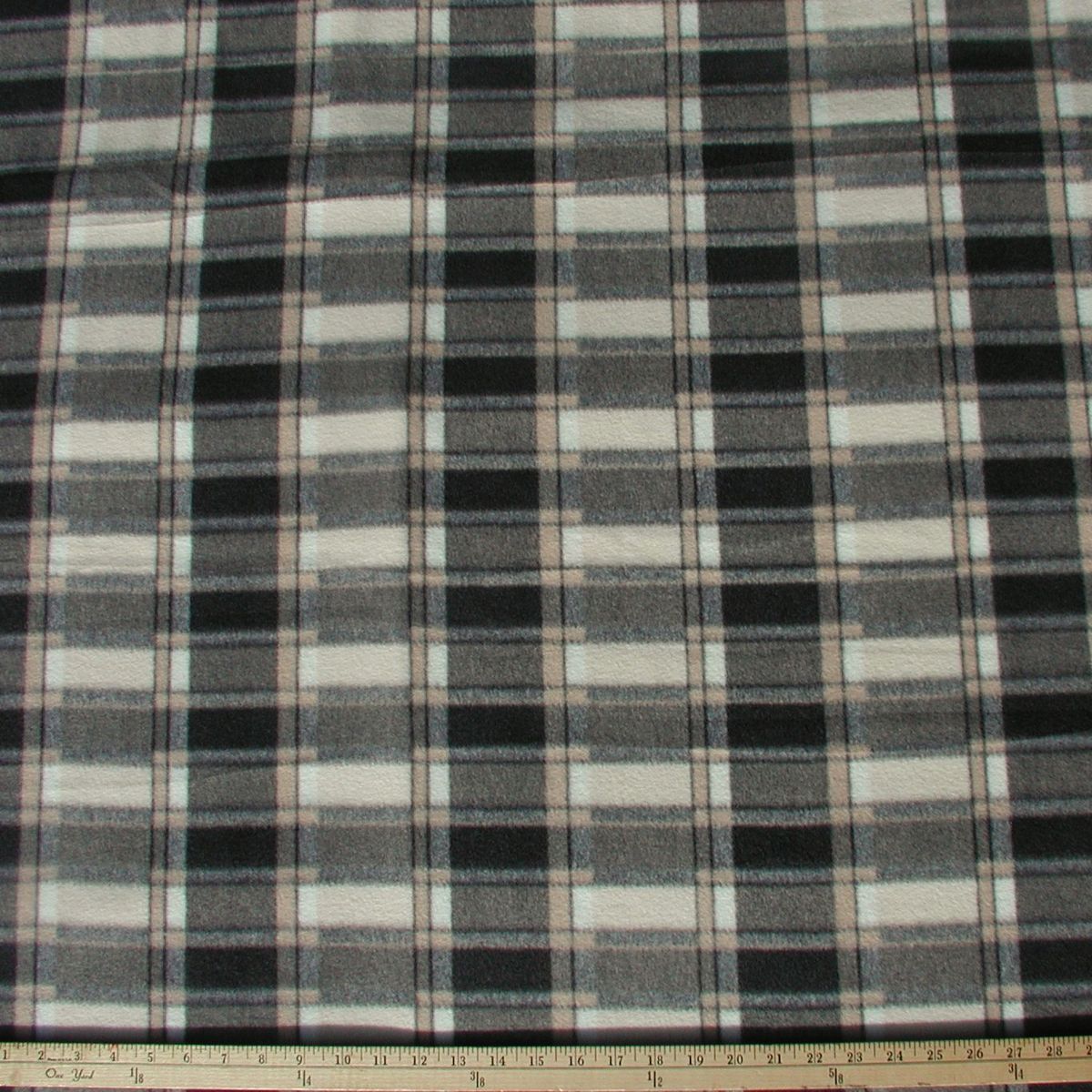 Gray Plaid Polar Fleece Fabric by The Yard