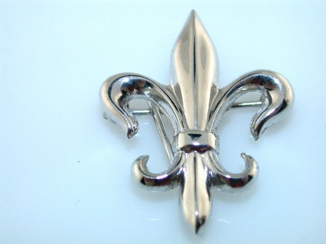 VINTAGE FLEUR DE LIS WHITE GOLD FILLED WATCH PIN PENDANT HOLDER