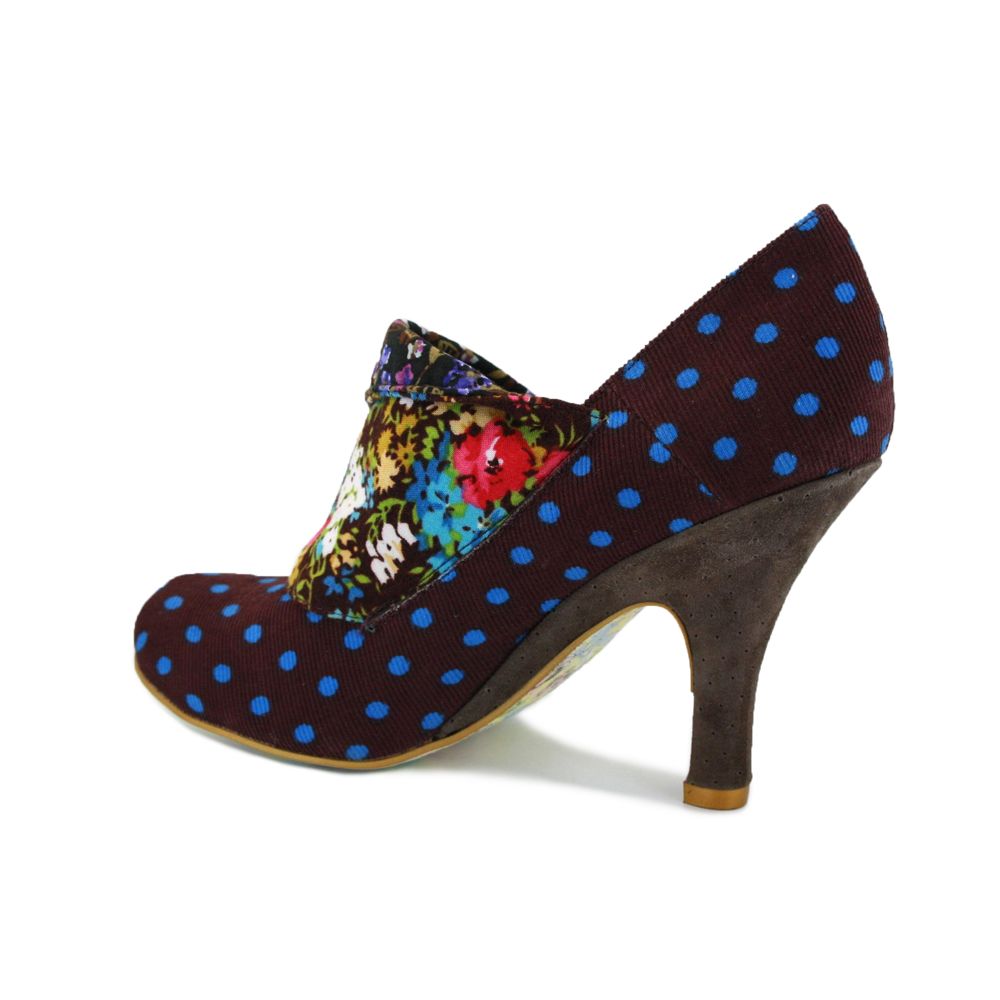 Irregular Choice Flick Flack Womens Fabric Heels Blue Brown