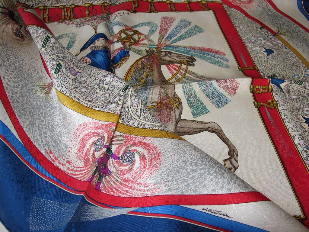  1987 Hermes Jacquard Weave Silk Scarf Feux DArtifice 1837 1987