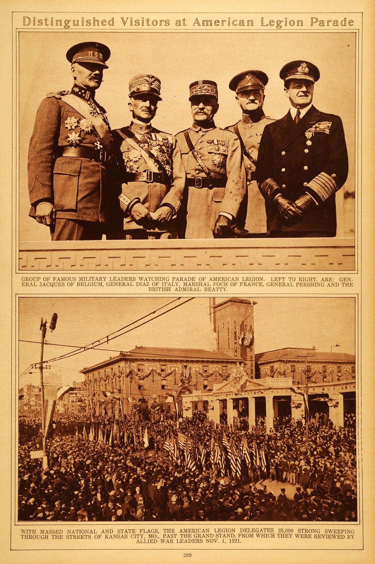  American Legion Parade General Foch Pershing Beatty Belgium