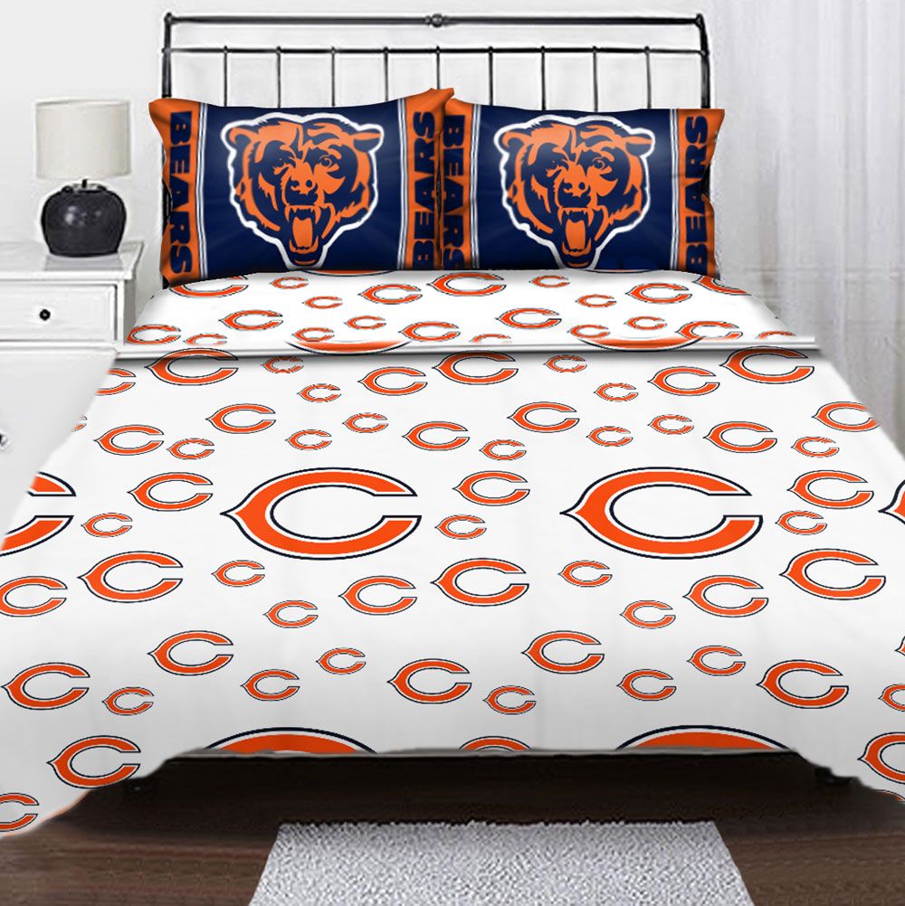  NFL CHICAGO BEARS Logo FULL SHEET SET   Football Sheets Sports Bedding