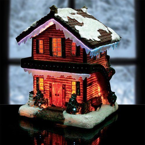  Snow Village Fiber Optic House Log Cabin Chalet Collectible SHIPS FREI